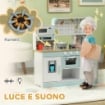 CUCINA GIOCATTOLO PER BAMBINI 3+ ANNI IN LEGNO, FORNELLO INTERATTIVO, FORNO E MACCHINA CAFFÞ, BIANCO