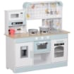CUCINA GIOCATTOLO PER BAMBINI 3+ ANNI IN LEGNO, FORNELLO INTERATTIVO, FORNO E MACCHINA CAFFÞ, BIANCO