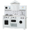 CUCINA GIOCATTOLO PER BAMBINI 3-6 ANNI IN LEGNO CON SET DI ACCESSORI, LAVANDINO E MANOPOLE CON SUONI, BIANCO