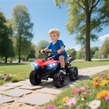 QUAD ELETTRICO PER BAMBINI ATV CON BATTERIA RICARICABILE 6V, FARI LED E MUSICA, ETÀ 3-8 ANNI, ROSSO