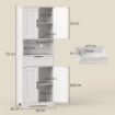CREDENZA CUCINA CON 2 ARMADIETTI E CASSETTO, PIANO CENTRALE APERTO E RIPIANI REGOLABILI, BIANCO