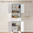 CREDENZA CUCINA CON 2 ARMADIETTI E CASSETTO, PIANO CENTRALE APERTO E RIPIANI REGOLABILI, BIANCO