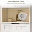 CREDENZA CUCINA CON 2 ARMADIETTI E CASSETTO, PIANO CENTRALE APERTO E RIPIANI REGOLABILI, BIANCO