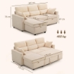 DIVANO LETTO ANGOLARE CON VANO CONTENITORE, RIVESTIMENTO IN VELLUTO A COSTE E 2 CUSCINI, 205X135X76 CM, BEIGE