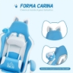 SEDIA DA GAMING RECLINABILE CON POGGIAPIEDI E CUSCINI, IN FINTA PELLE E SPUGNA, 65X62X116-124 CM, BIANCO E BLU