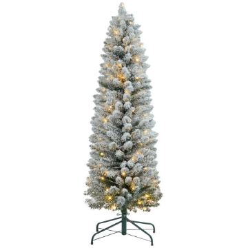 ALBERO DI NATALE INNEVATO CON 263 RAMI E LUCI LED BIANCHE IN PLASTICA E METALLO, Ï45X150 CM, VERDE