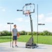Canestro da Basket Portatile per Esterni, Regolabile 2,45-3,05 m, Tabellone Infrangibile, Regolazione a Manovella
