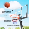 Canestro da Basket Portatile per Esterni, Regolabile 2,45-3,05 m, Tabellone Infrangibile, Regolazione a Manovella