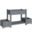 FIORIERA RIALZATA CON 2 VASI LATERALI E RIPIANO PER ATTREZZI, IN LEGNO DI ABETE, 149X46X76 CM, GRIGIO