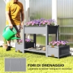 FIORIERA RIALZATA CON 2 VASI LATERALI E RIPIANO PER ATTREZZI, IN LEGNO DI ABETE, 149X46X76 CM, GRIGIO