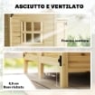 Capanno per Attrezzi a 2 Zone con Ripiani Regolabili e Finestra, in Legno di Abete, 106x57x167 cm, Color Legno