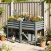 Vaso Rialzato con Ripiano Portaoggetti, 150L, Acciaio Zincato, Altezza 80 cm, per Giardino o Patio Esterno