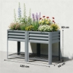 Vaso Rialzato con Ripiano Portaoggetti, 150L, Acciaio Zincato, Altezza 80 cm, per Giardino o Patio Esterno
