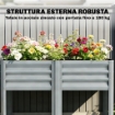 Vaso Rialzato con Ripiano Portaoggetti, 150L, Acciaio Zincato, Altezza 80 cm, per Giardino o Patio Esterno