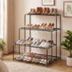 SCAFFALE PORTA PIANTE A 4 LIVELLI IN ACCIAIO, 94X84X110 CM, VERDE SCURO