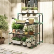 SCAFFALE PORTA PIANTE A 4 LIVELLI IN ACCIAIO, 94X84X110 CM, VERDE SCURO