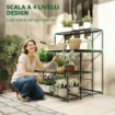 SCAFFALE PORTA PIANTE A 4 LIVELLI IN ACCIAIO, 94X84X110 CM, VERDE SCURO