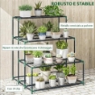SCAFFALE PORTA PIANTE A 4 LIVELLI IN ACCIAIO, 94X84X110 CM, VERDE SCURO