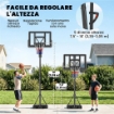Canestro Basket Canestro da Basket Regolabile 235-305cm Infrangibile Nero