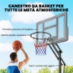 Canestro Basket Canestro da Basket Regolabile 235-305cm Infrangibile Nero