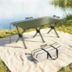 Tavolo da Campeggio Pieghevole 116 cm, Tavolo da Picnic Impermeabile con Piano Arrotolabile e Struttura in Metallo, Portatile per Giardino, Parco, BBQ, Verde
