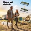 Tavolo da Campeggio Pieghevole 116 cm, Tavolo da Picnic Impermeabile con Piano Arrotolabile e Struttura in Metallo, Portatile per Giardino, Parco, BBQ, Verde