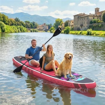 Sup Gonfiabile con Sedile, Pagaia e Accessori, in Plastica ed EVA, 335x82x15 cm, Blu e Rosa