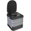 WC Portatile da Campeggio con 12 Pacchetti Coagulanti e 12 Sacchetti di Smaltimento, 42x46x43.5 cm, Grigio e Nero