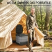 WC Portatile da Campeggio con 12 Pacchetti Coagulanti e 12 Sacchetti di Smaltimento, 42x46x43.5 cm, Grigio e Nero