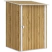 CASETTA DA GIARDINO PORTA ATTREZZI IN ACCIAIO GALVANIZZATO CON PORTA A BATTENTE, 100X104X160 CM, MARRONE CHIARO
