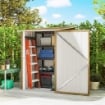 CASETTA DA GIARDINO PORTA ATTREZZI IN ACCIAIO GALVANIZZATO CON PORTA A BATTENTE, 100X104X160 CM, MARRONE CHIARO