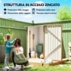 CASETTA DA GIARDINO PORTA ATTREZZI IN ACCIAIO GALVANIZZATO CON PORTA A BATTENTE, 100X104X160 CM, MARRONE CHIARO
