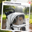 Passeggino per Cani Pieghevole con Copertura Antipioggia, Ruote Girevoli e Cuscino Lavabile, Grigio
