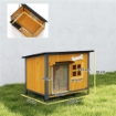 Cuccia per Cani da Esterno in Legno e Acciaio Anti-Morso, Tetto Apribile e Tenda per Porta, Giallo