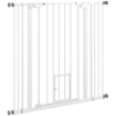 CANCELLINO PER CANI REGOLABILE ALTO CON PORTA PICCOLA E CHIUSURA AUTOMATICA, 74-101X104CM, BIANCO