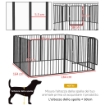 Box per Cani a 8 Pannelli Modulabili da Interno ed Esterno con 9 Picchetti, in Acciaio, 164x164x80 cm, Nero