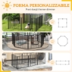 Box per Cani a 8 Pannelli Modulabili da Interno ed Esterno con 9 Picchetti, in Acciaio, 164x164x80 cm, Nero