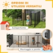 BOX PER CANI A 8 PANNELLI MODULABILI DA INTERNO ED ESTERNO CON 9 PICCHETTI, IN ACCIAIO, 164X164X100 CM, NERO