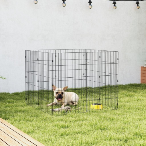 Recinto per Cani Recinto Espandibile Pieghevole in Metallo 50x80 cm Nero