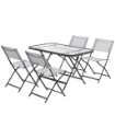 Set Tavolo e Sedie da Giardino 5pz con 4 Sedie Pieghevoli in Texteline Traspirante, Grigio
