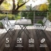 Set Tavolo e Sedie da Giardino 5pz con 4 Sedie Pieghevoli in Texteline Traspirante, Grigio