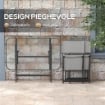 Set Tavolo e Sedie da Giardino 5pz con 4 Sedie Pieghevoli in Texteline Traspirante, Grigio
