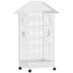 Gabbia per Uccelli, Voliera in Acciaio con Ruote, 79x65x155cm, Bianco
