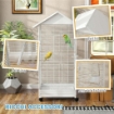 Gabbia per Uccelli, Voliera in Acciaio con Ruote, 79x65x155cm, Bianco