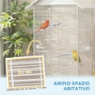 Gabbia per Uccelli, Voliera in Acciaio con Ruote, 79x65x155cm, Bianco