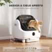 Lettiera per Gatti Autopulente con Design Aperto, Sensori di Sicurezza e Deodorante, Bianco