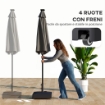 BASE PER OMBRELLONE A ROTELLE CON FRENI, CON ACQUA 40KG/SABBIA 61KG, PER PALI OMBRELLONI DA Ï35/38/48MM, NERO