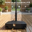 BASE PER OMBRELLONE A ROTELLE CON FRENI, CON ACQUA 40KG/SABBIA 61KG, PER PALI OMBRELLONI DA Ï35/38/48MM, NERO