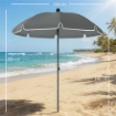 OMBRELLONE DA SPIAGGIA INCLINABILE CON ANCORA E BORSA, Ï150X185 CM, GRIGIO SCURO