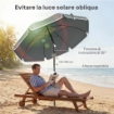 OMBRELLONE DA SPIAGGIA INCLINABILE CON ANCORA E BORSA, Ï150X185 CM, GRIGIO SCURO